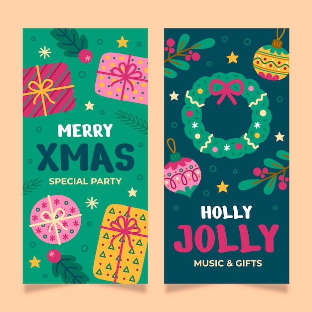 Conjunto de banners verticais de celebração de temporada de natal