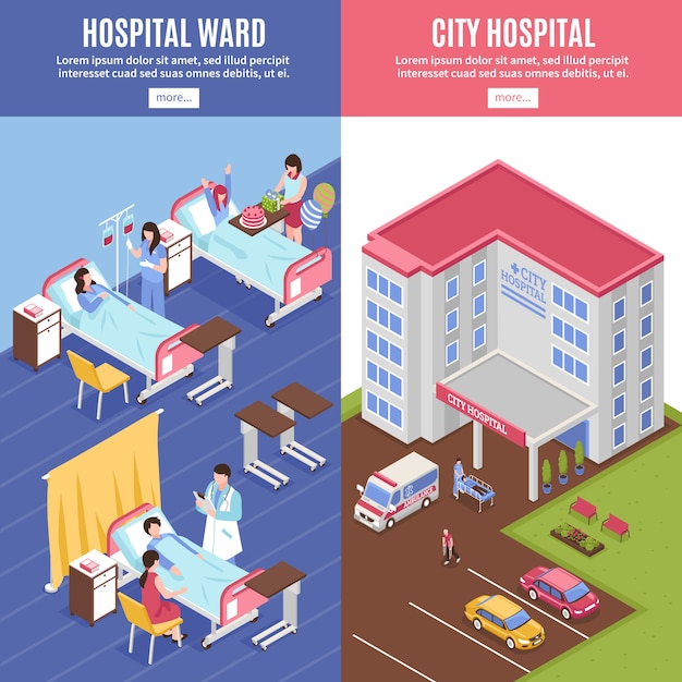 Conjunto de banners verticais de hospital