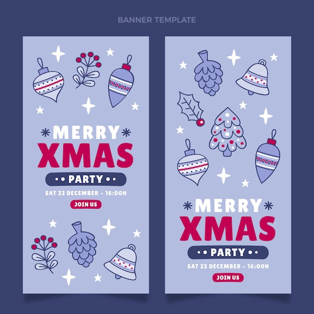 Vetor grátis conjunto de banners verticais de natal desenhados à mão