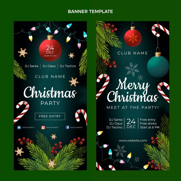 Conjunto de banners verticais de natal gradiente