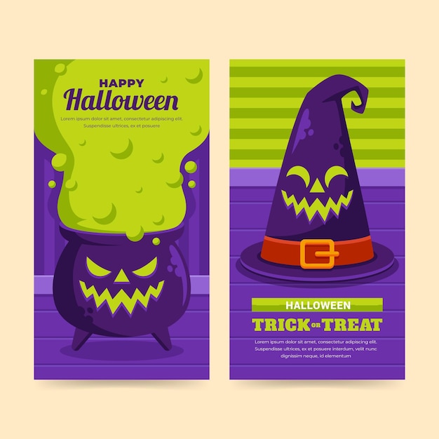 Conjunto de banners verticais planos de halloween