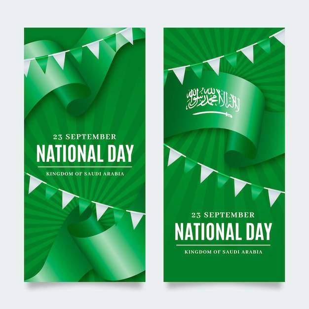 Conjunto de banners verticais realistas do Dia Nacional da Saudita