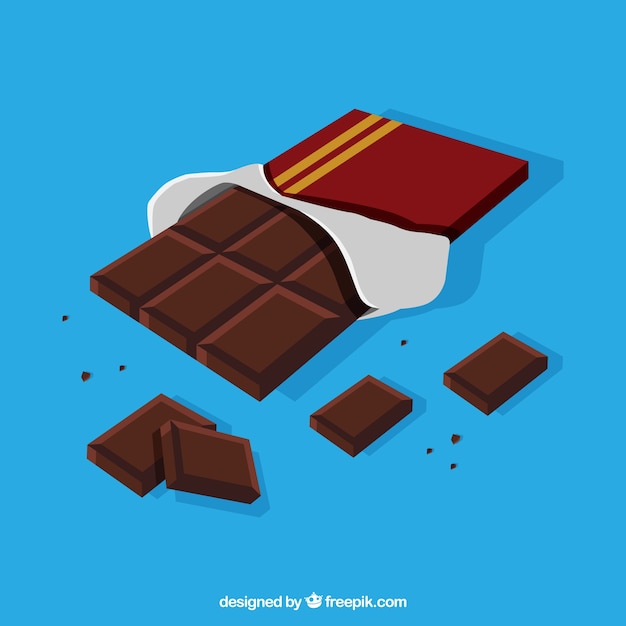 Conjunto de barras e pedaços de chocolate delicioso