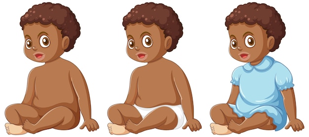 Vetor grátis conjunto de bebê africano