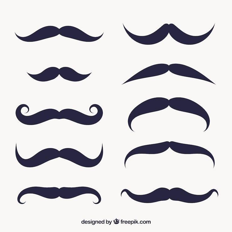 Vetor grátis conjunto de bigode decorativo