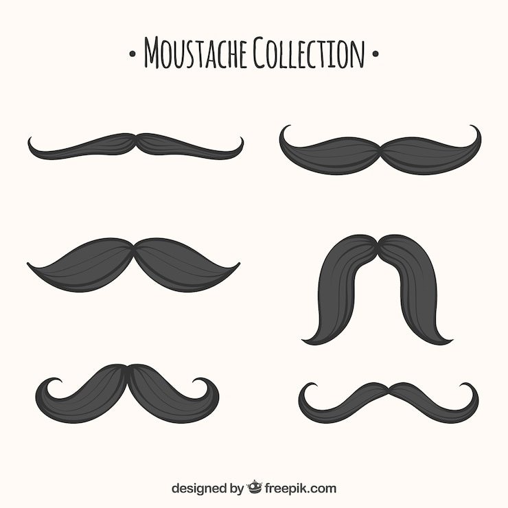 Vetor grátis conjunto de bigode desenhado à mão