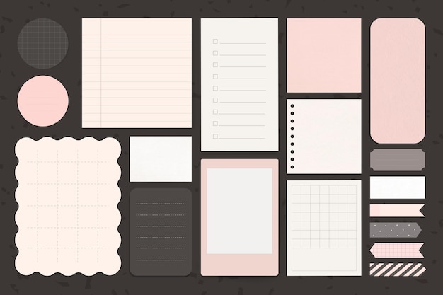 Vetor grátis conjunto de bloco de notas de papelaria de escritório