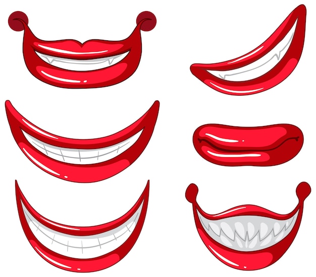 Conjunto de bocas de palhaço assustadoras