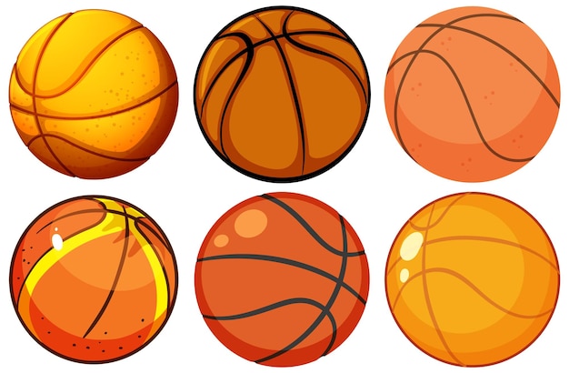 Vetor grátis conjunto de bolas de basquete