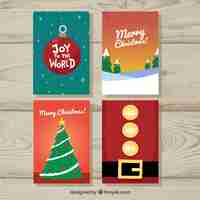 Vetor grátis conjunto de bonitos cartões de natal
