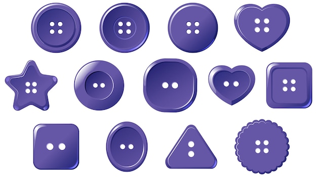 Conjunto de botões em diferentes formas