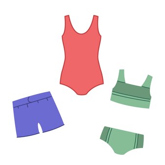 Conjunto de calção de banho masculino e fato de banho feminino. roupa infantil para natação