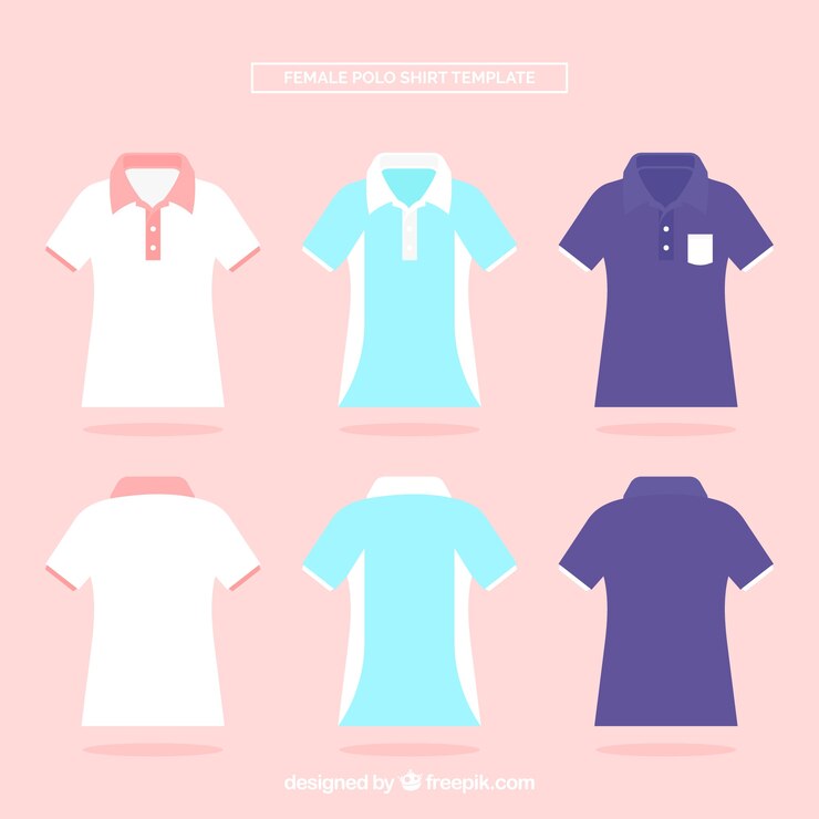 Vetor grátis conjunto de camisas polo femininas