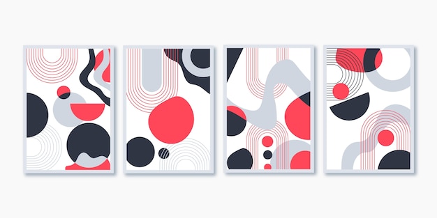 Vetor grátis conjunto de capa de arte abstrata de design plano