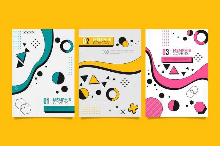Vetor grátis conjunto de capa de formas geométricas de memphis