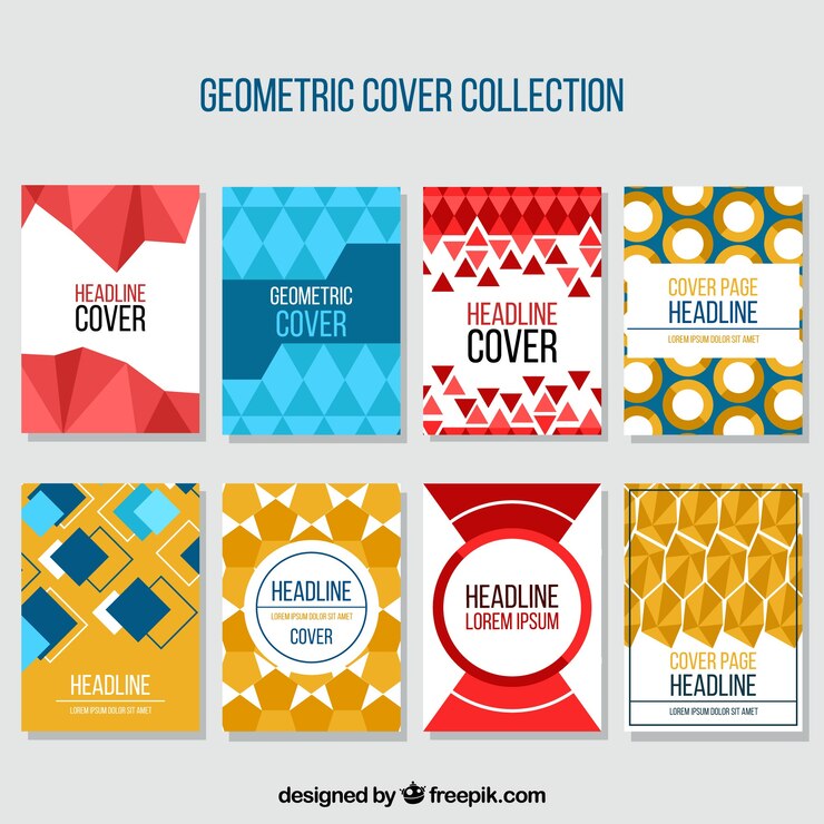 Vetor grátis conjunto de capas com formas geométricas