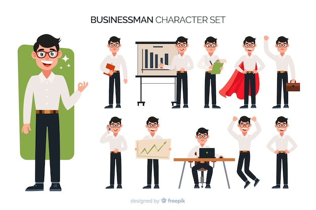Conjunto de caracteres de bom empresário