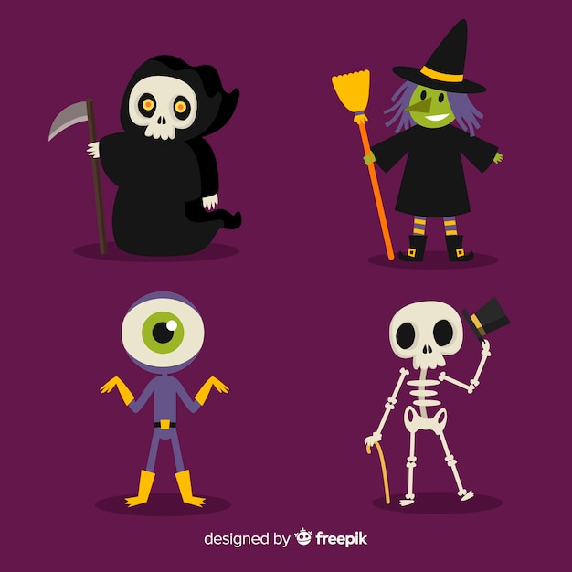 Conjunto de caracteres de halloween em estilo cartoon