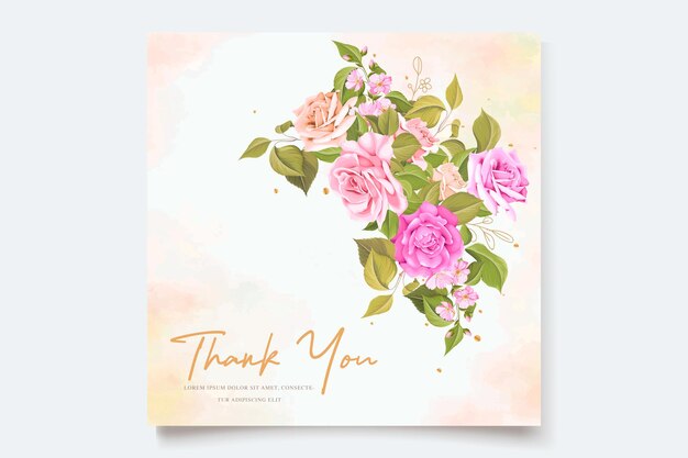 conjunto de cartão de casamento floral desenhado à mão