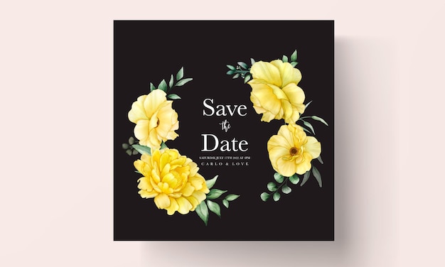 Vetor grátis conjunto de cartão de convite de casamento floral desenhado à mão