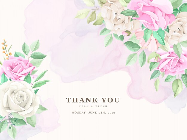 conjunto de cartão de convite de casamento lindo e macio floral