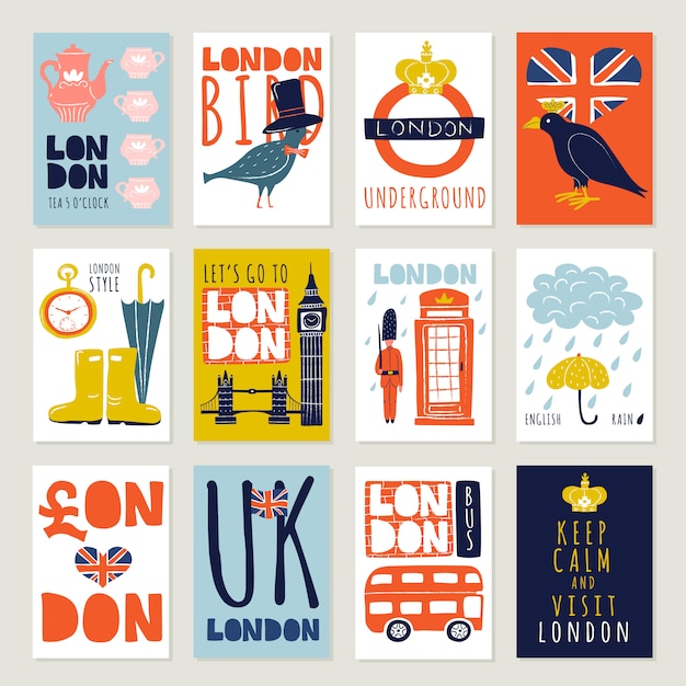 Conjunto de cartazes e banners de londres