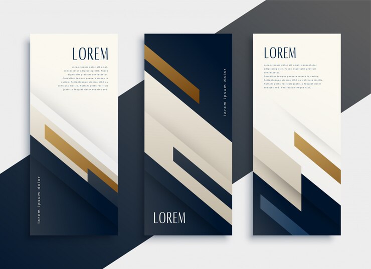 Vetor grátis conjunto de cartões de banner vertical de negócios modernos