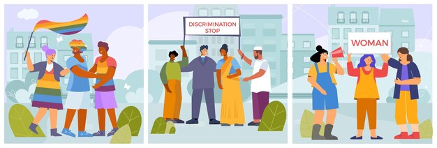 Conjunto de cartões de dia de discriminação zero