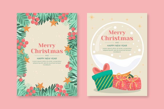 Conjunto de cartões de Natal desenhados à mão