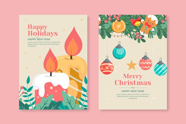 Conjunto de cartões de Natal desenhados à mão