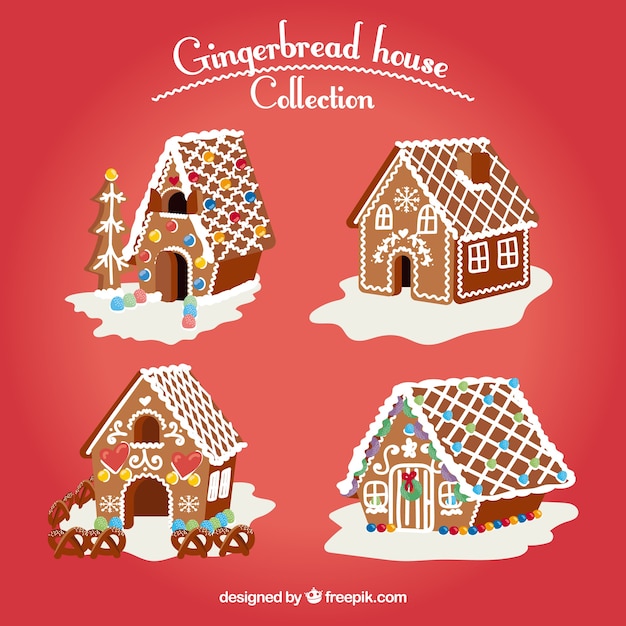 Conjunto de casa de gengibre bonito