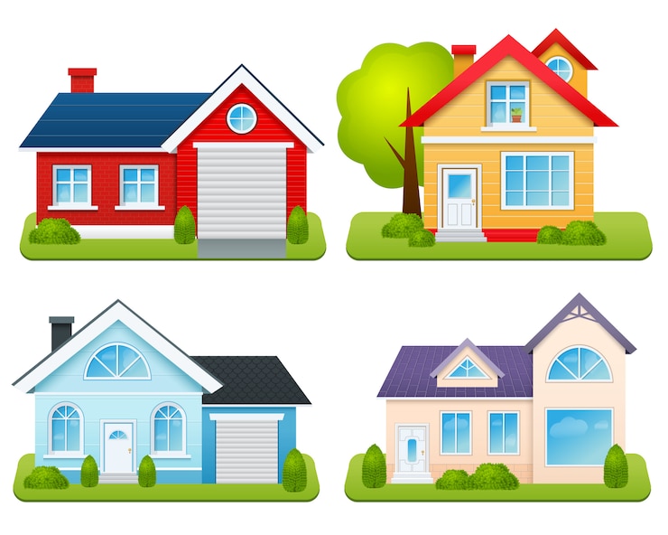 Vetor grátis conjunto de casas particulares