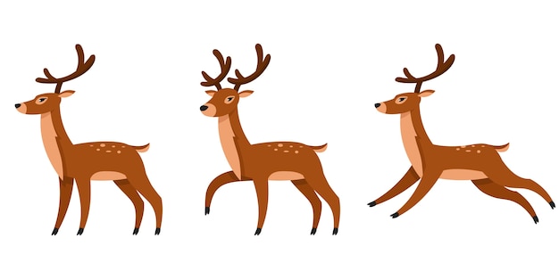 Conjunto de cervos de natal em diferentes poses