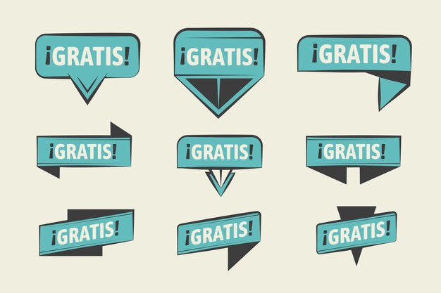 Vetor grátis conjunto de coleta de etiquetas gratuitas de design plano