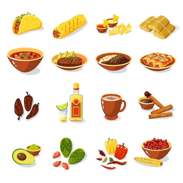 Conjunto de comida mexicana