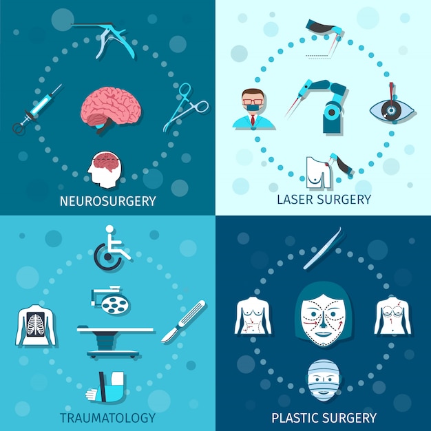 Vetor grátis conjunto de composição de elementos de cirurgia médica
