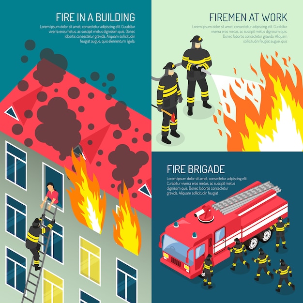 Conjunto de conceito de design de bombeiros