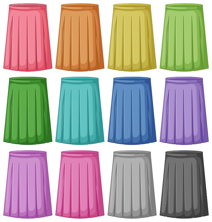 Vetor grátis conjunto de cores diferentes de saia