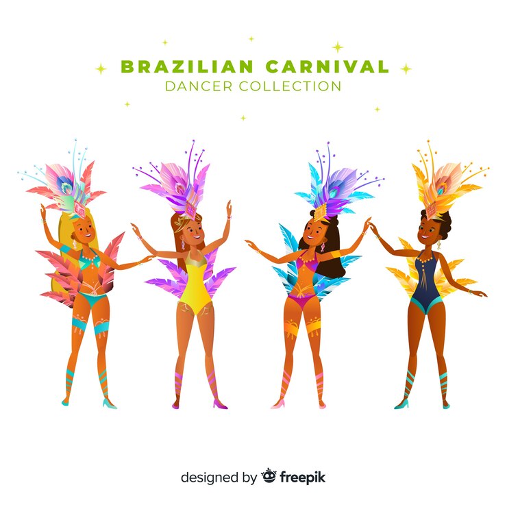 Vetor grátis conjunto de dançarina de carnaval brasileira
