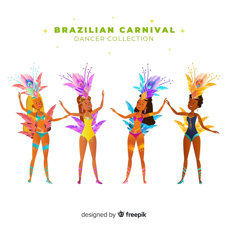 Vetor grátis conjunto de dançarina de carnaval brasileiro