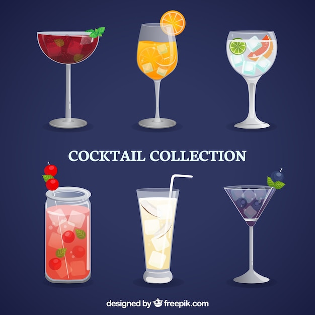Conjunto de deliciosos cocktails