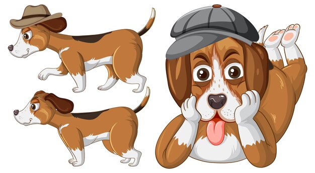 Vetor grátis conjunto de desenho animado de cachorro fofo