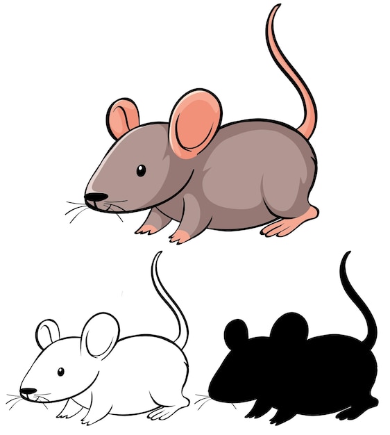 Vetor grátis conjunto de desenho de rato