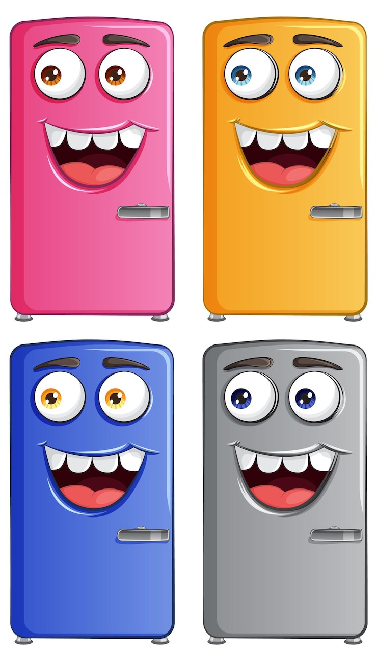 Vetor grátis conjunto de desenhos animados de aparelhos coloridos e felizes