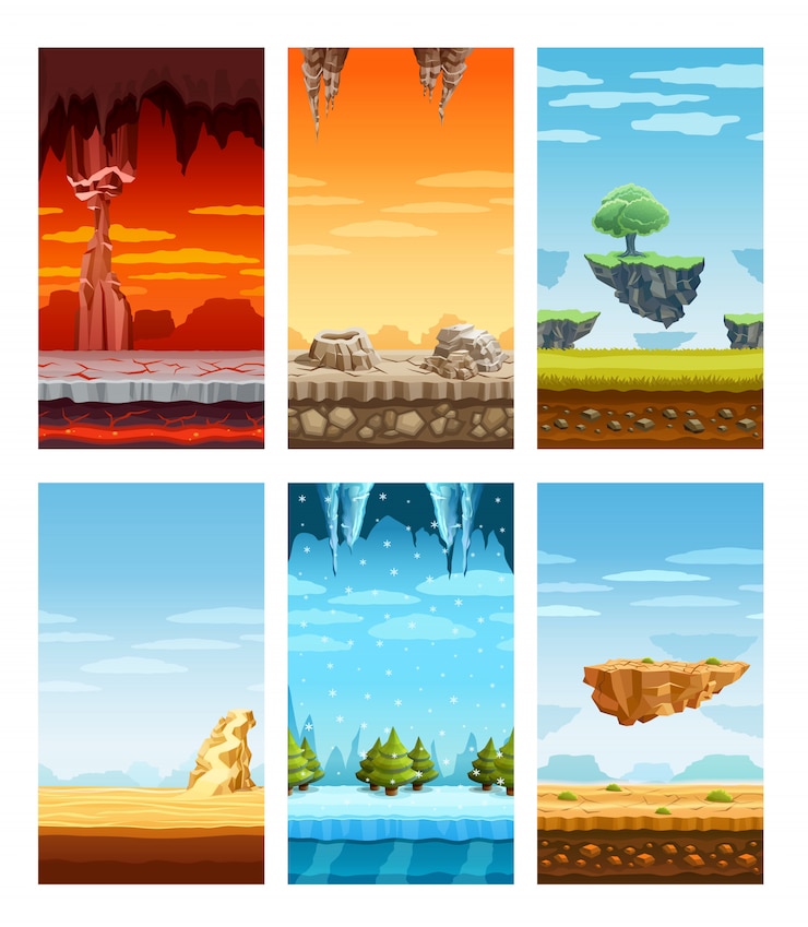 Vetor grátis conjunto de desenhos animados de elementos coloridos de jogos de computador