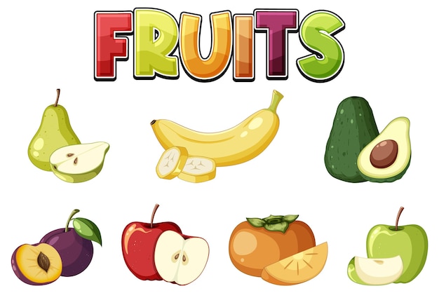 Vetor grátis conjunto de desenhos animados de frutas
