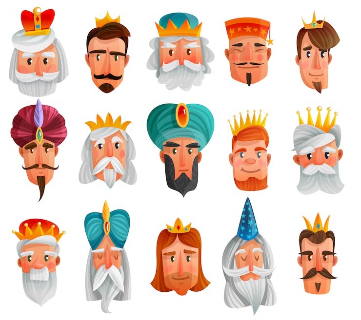 Vetor grátis conjunto de desenhos animados de personagens reais