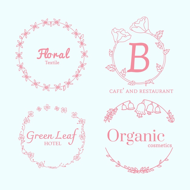 Conjunto de desenhos de logotipo floral