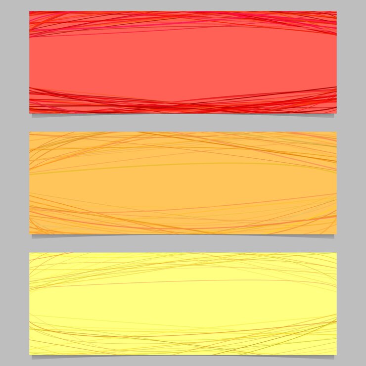 Vetor grátis conjunto de design de banner horizontal colorido - gráfico vetorial com curvas aleatórias