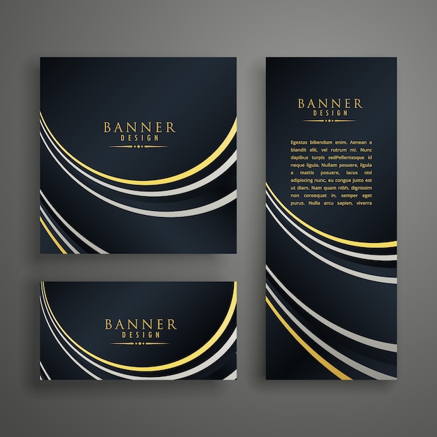 Conjunto de design de cartão de convite de ouro escuro moderno